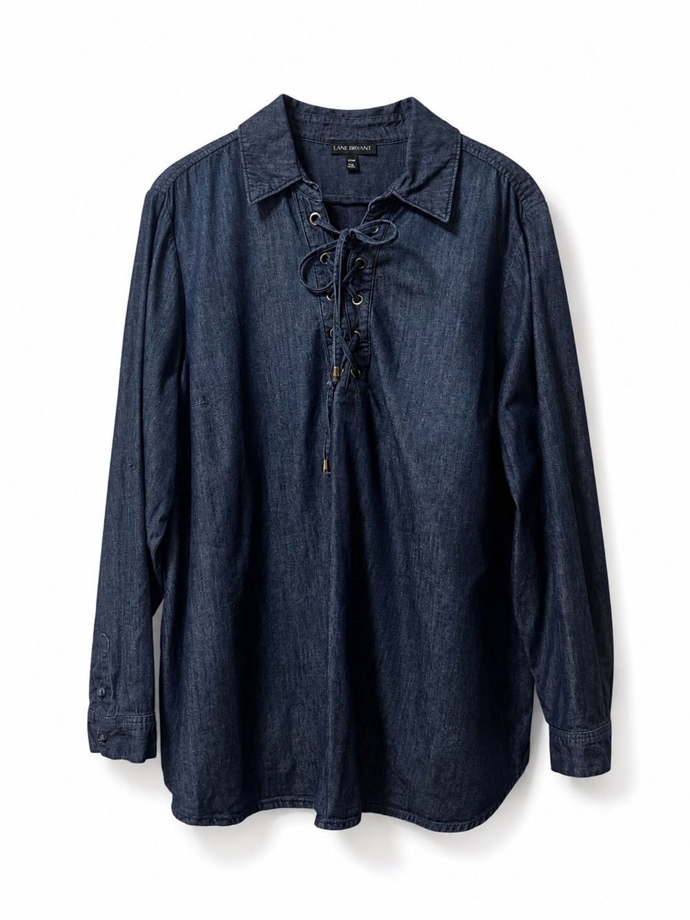 Lane Bryant Dark Indigo Lace-Up Denim Shirt Tunic